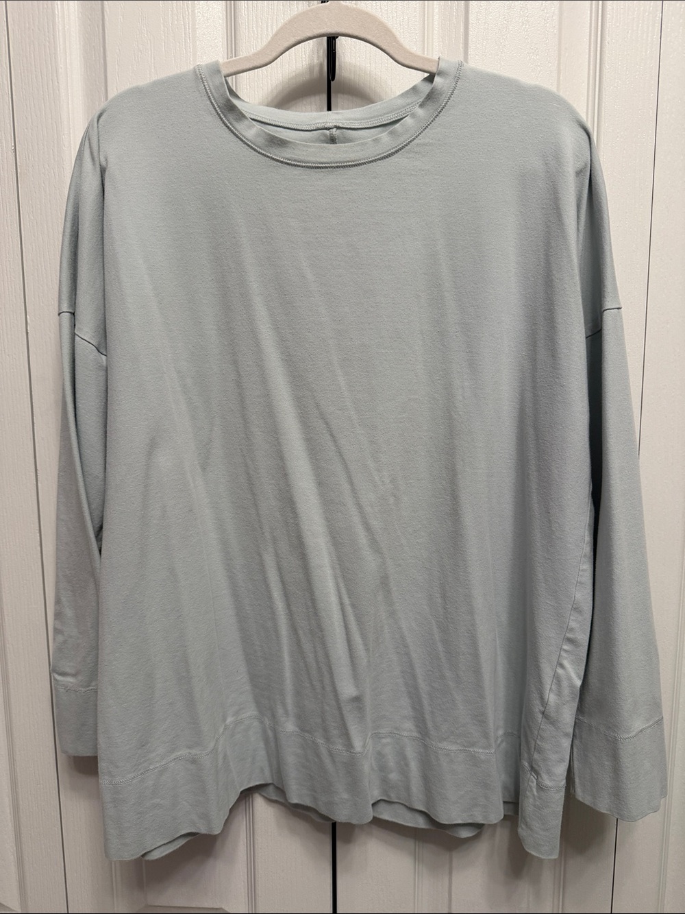 Eileen Fisher Stretch Cotton Draped Neck Long Sleeve Top 90% Cotton Size L